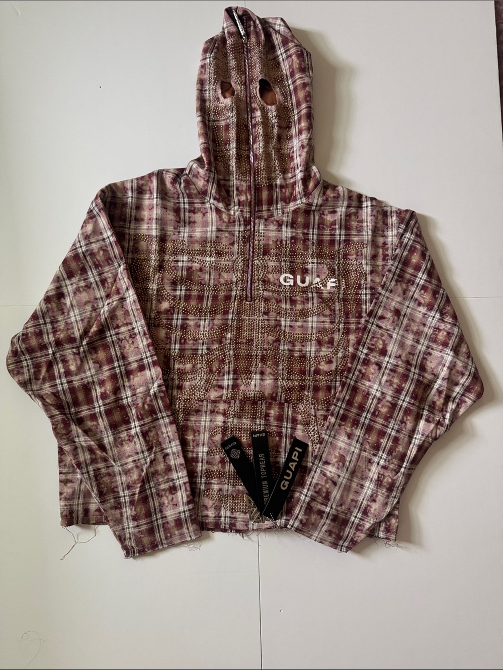 GUAPI RUSTY SKELETON HALF ZIP HOODIE RED